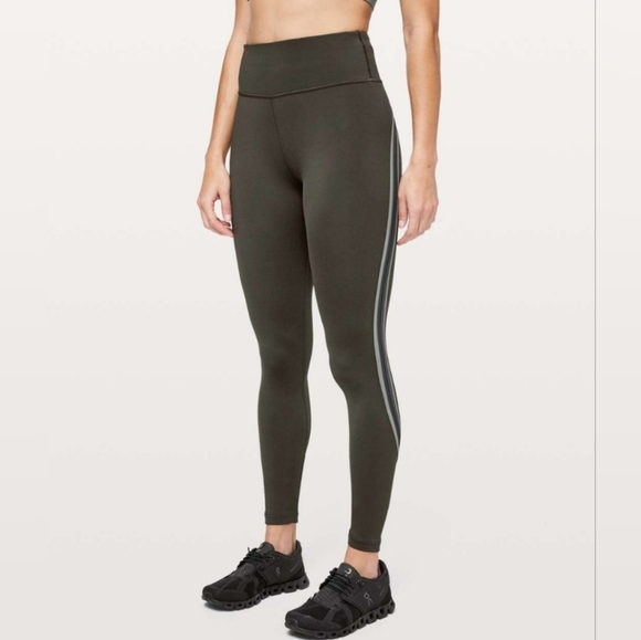 Lululemon Run Crew High-Rise Tight 28" Dark Olive/Obsidian/Grey Sage Size 2 - Picture 1 of 15